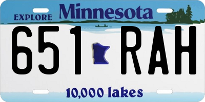 MN license plate 651RAH