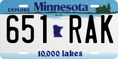 MN license plate 651RAK