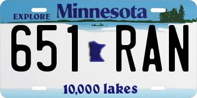MN license plate 651RAN
