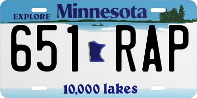 MN license plate 651RAP