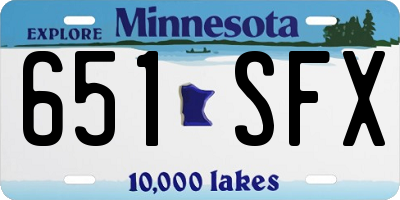 MN license plate 651SFX