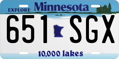 MN license plate 651SGX