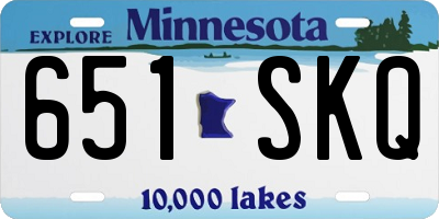 MN license plate 651SKQ