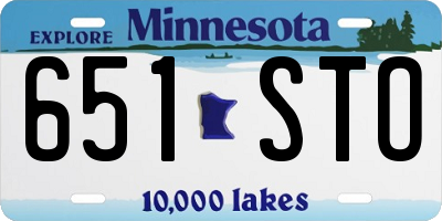 MN license plate 651STO