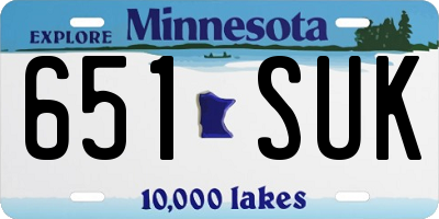 MN license plate 651SUK