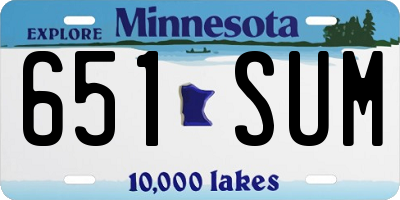 MN license plate 651SUM