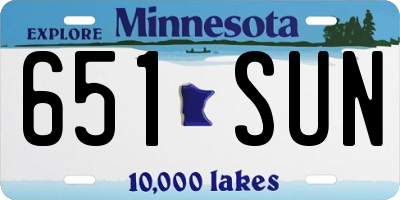 MN license plate 651SUN