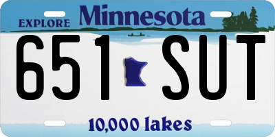 MN license plate 651SUT