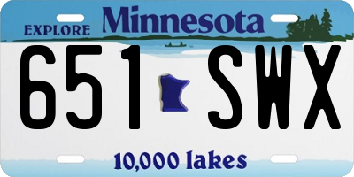 MN license plate 651SWX