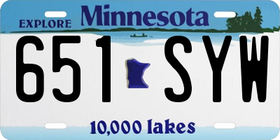 MN license plate 651SYW