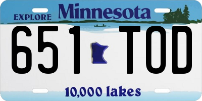 MN license plate 651TOD