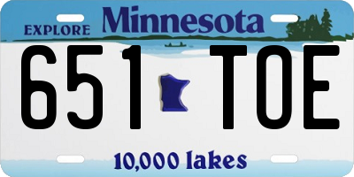 MN license plate 651TOE
