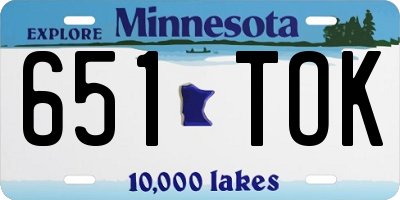 MN license plate 651TOK