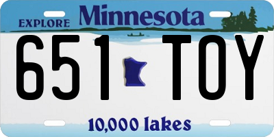MN license plate 651TOY