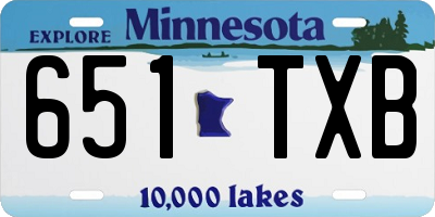 MN license plate 651TXB