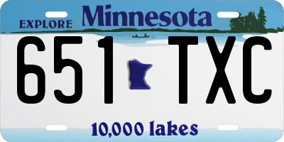 MN license plate 651TXC