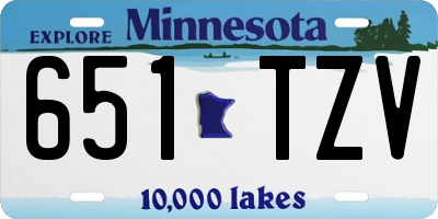 MN license plate 651TZV
