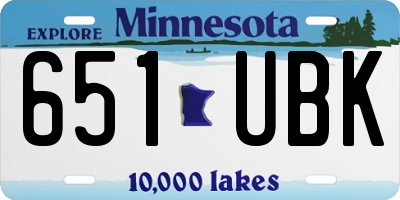 MN license plate 651UBK