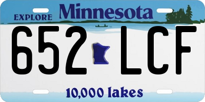 MN license plate 652LCF
