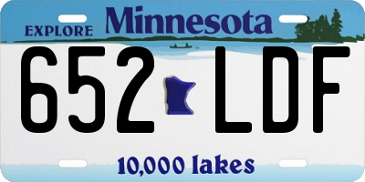 MN license plate 652LDF