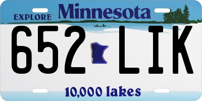MN license plate 652LIK