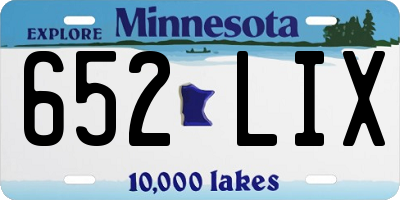 MN license plate 652LIX