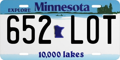 MN license plate 652LOT