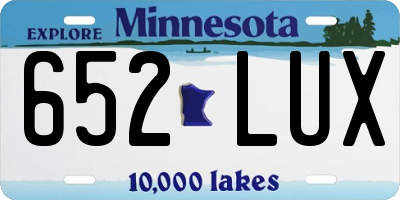 MN license plate 652LUX