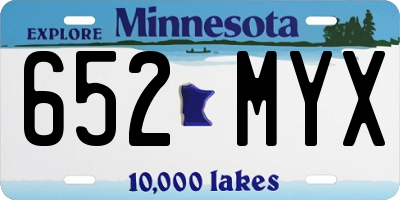 MN license plate 652MYX