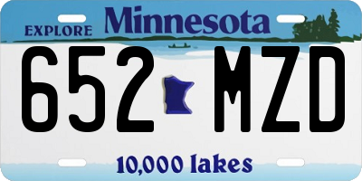 MN license plate 652MZD