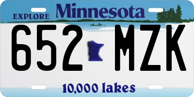 MN license plate 652MZK