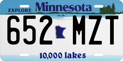 MN license plate 652MZT