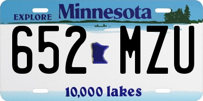 MN license plate 652MZU
