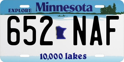 MN license plate 652NAF