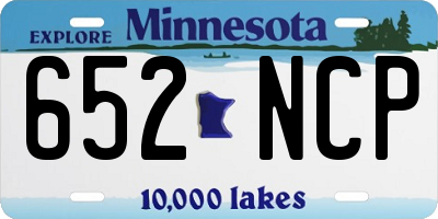 MN license plate 652NCP