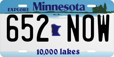 MN license plate 652NOW