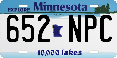 MN license plate 652NPC