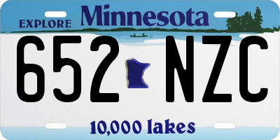 MN license plate 652NZC