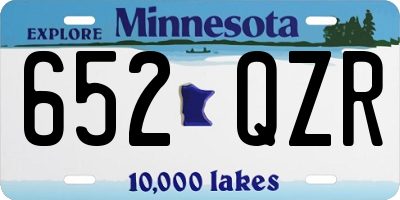 MN license plate 652QZR