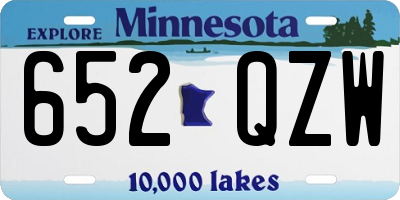 MN license plate 652QZW