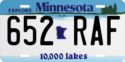 MN license plate 652RAF