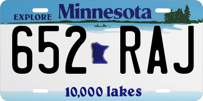 MN license plate 652RAJ