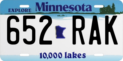 MN license plate 652RAK