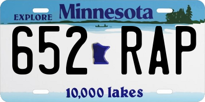 MN license plate 652RAP