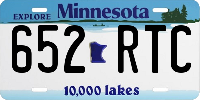 MN license plate 652RTC