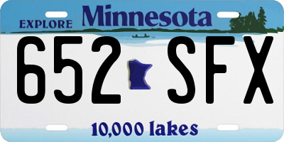 MN license plate 652SFX