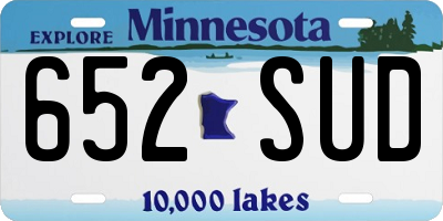 MN license plate 652SUD