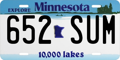 MN license plate 652SUM