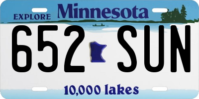 MN license plate 652SUN