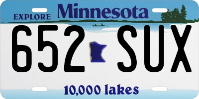 MN license plate 652SUX
